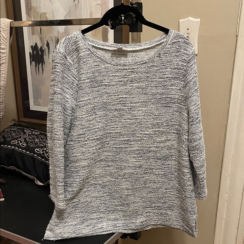 LOFT Marled Blue and White Sweater